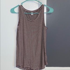 Old Navy- Maroon and White Striped Tank Top